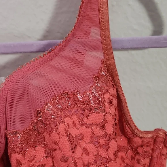 VICTORIA SECTRET Elegant Lace Coral Bra Size 40DDD. - Picture 3 of 11